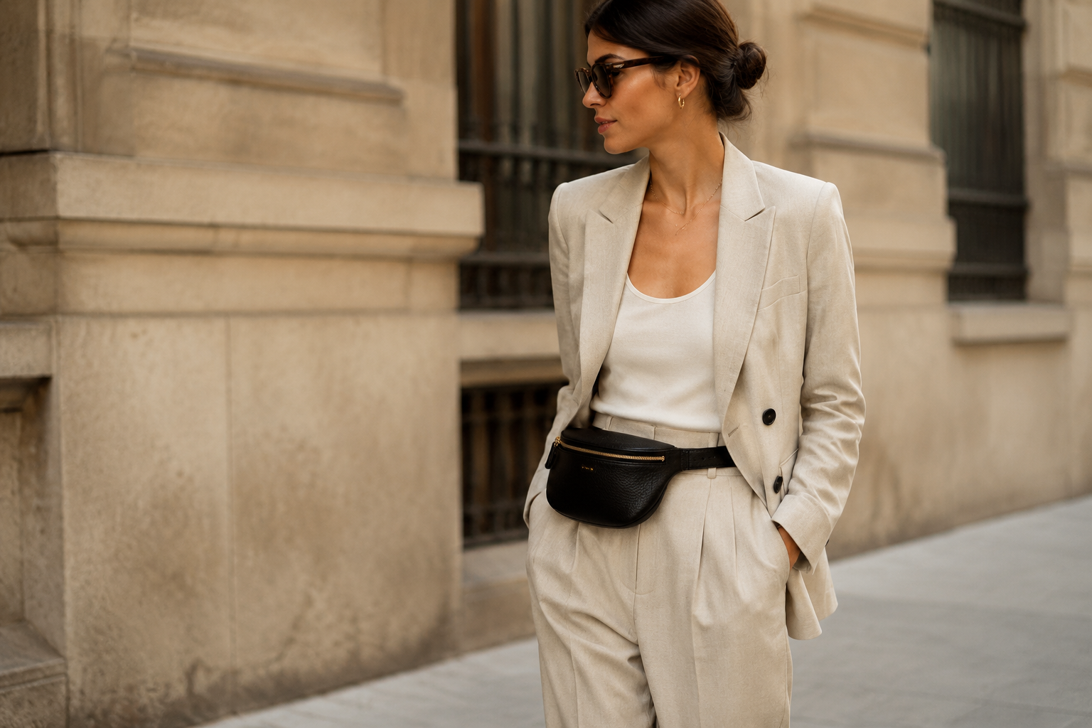 How to Style a Belt Bag With Tailored Clothes