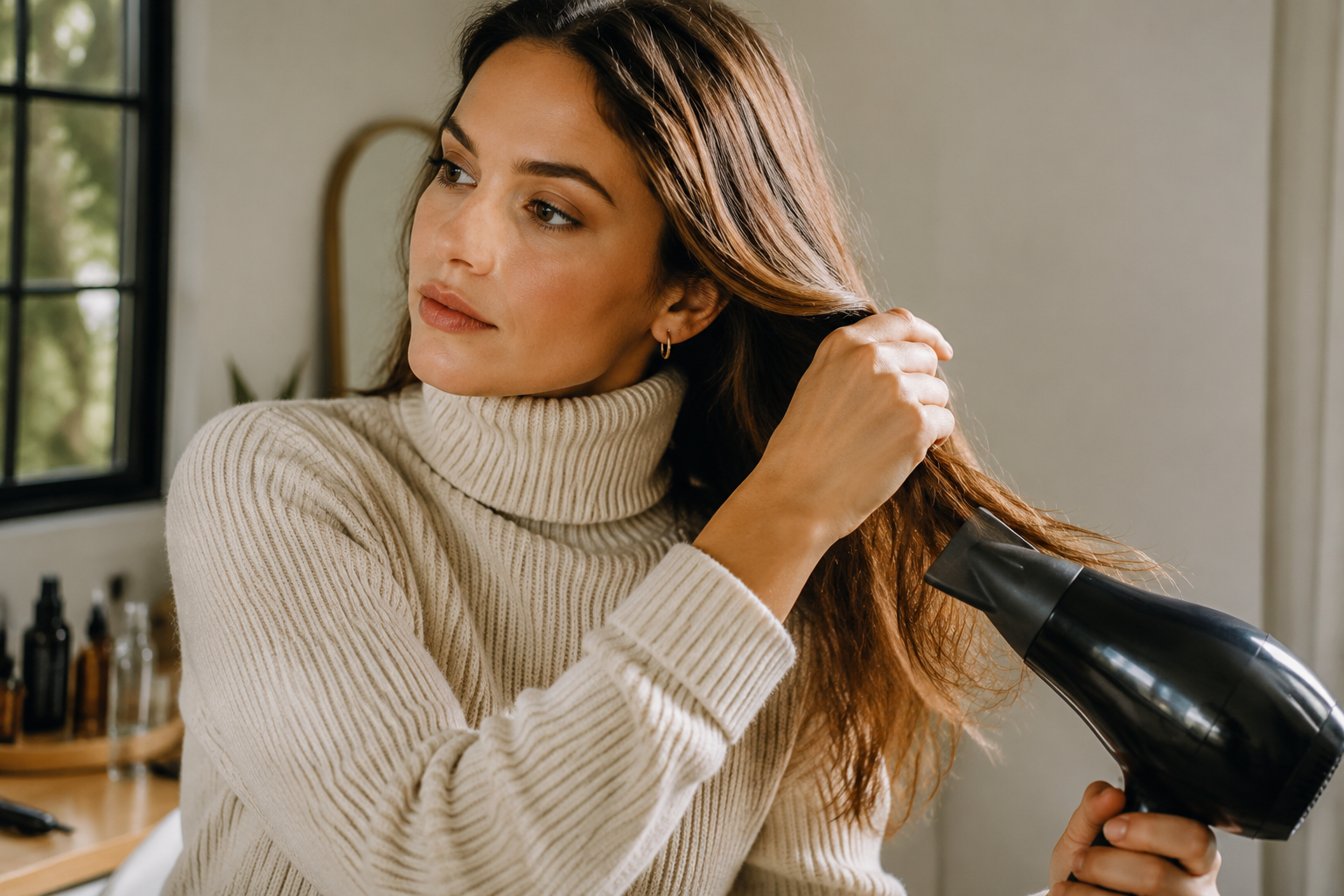 How to Style Hair With High Turtlenecks Without Static Mess