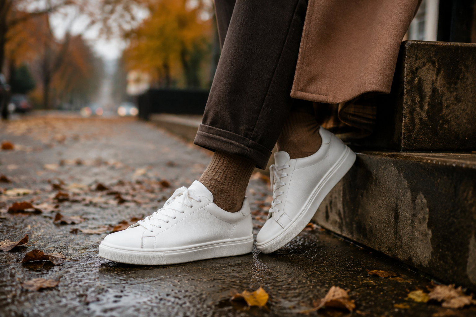 How to Transition White Sneakers Into Cooler Weather